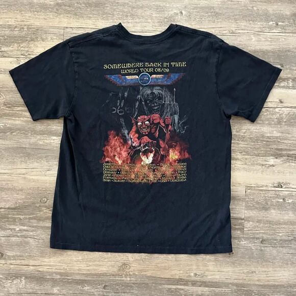 Vintage Iron Maiden 08/09 Somewhere Back In Time World Tour T-Shirt Size M - Picture 3 of 4